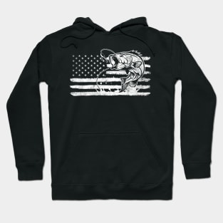 American Flag Fishing Bass Fish Gift For Fisherman Hoodie